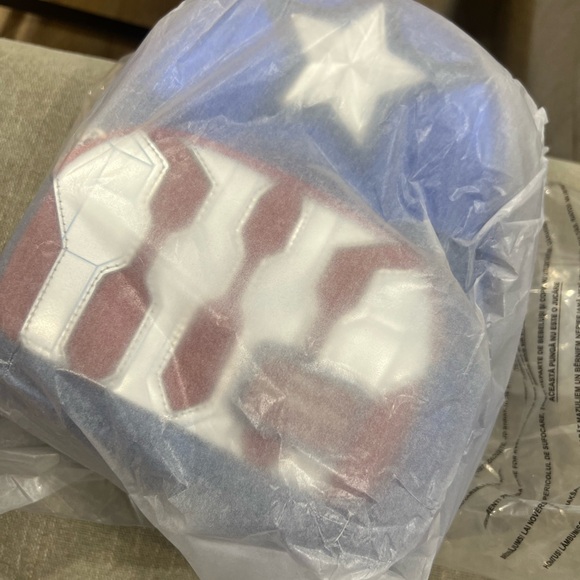 NWT LOUNGEFLY Marvel Metallic Captain America Cosplay Mini Backpack - Picture 5 of 5